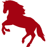 Red horse silhouette on black background