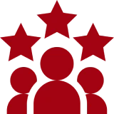 People with red stars above them