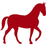 Silhouette of a red horse walking
